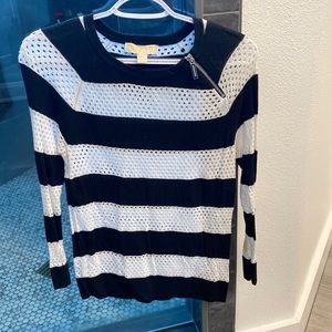 Michael Kors White and Navy Eyelet Sweater - Size S